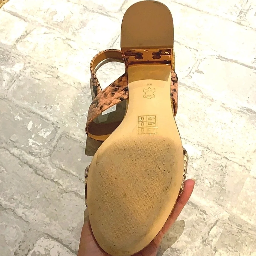 Tory Burch sling back heels Tory Burch Sandals Snake Print Leather gigi heels